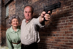 Mary Jane Nottage as Luella and Robert Hawkes as Leonard in "Torture" at CPT! (photo credit: Steve Wagner)